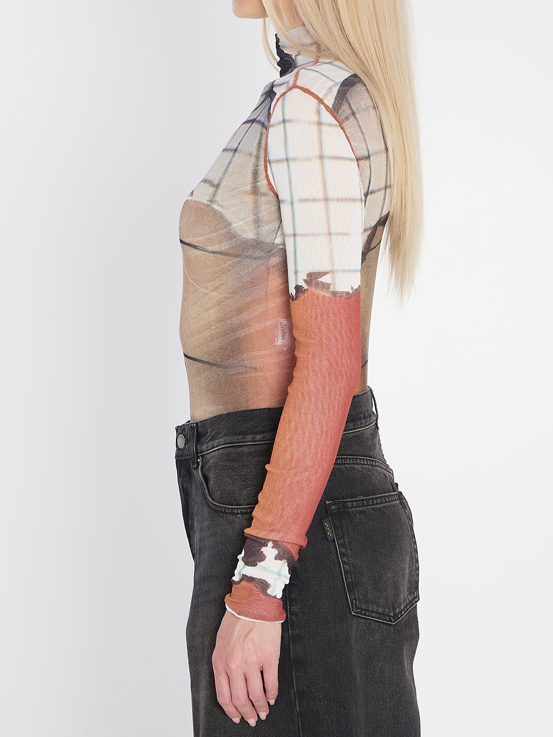 JEAN PAUL GAULTIER Fire Print Slim Fit Bodysuit - Size S