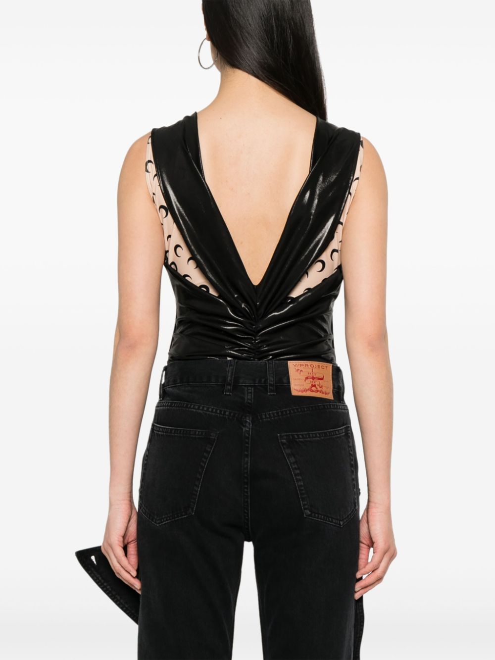 MARINE SERRE Draped Viscose Mini Bodysuit