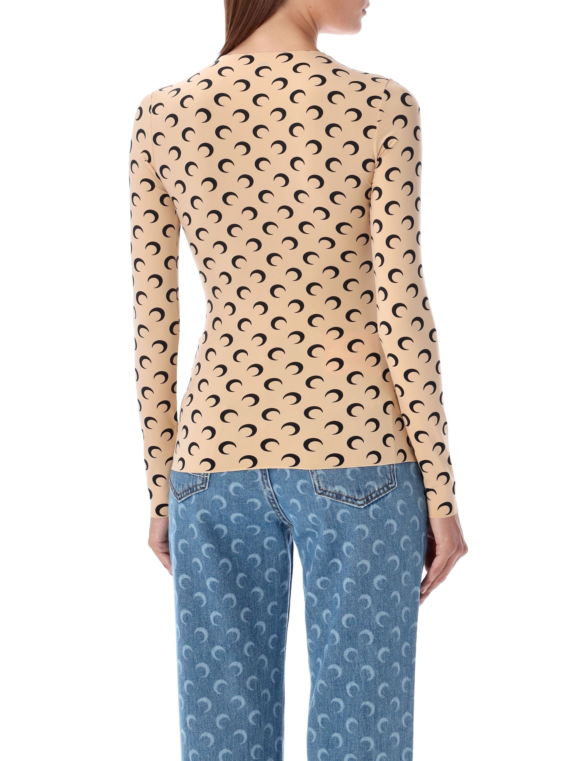 MARINE SERRE Second Skin Moon Crewneck Top - Slim Fit