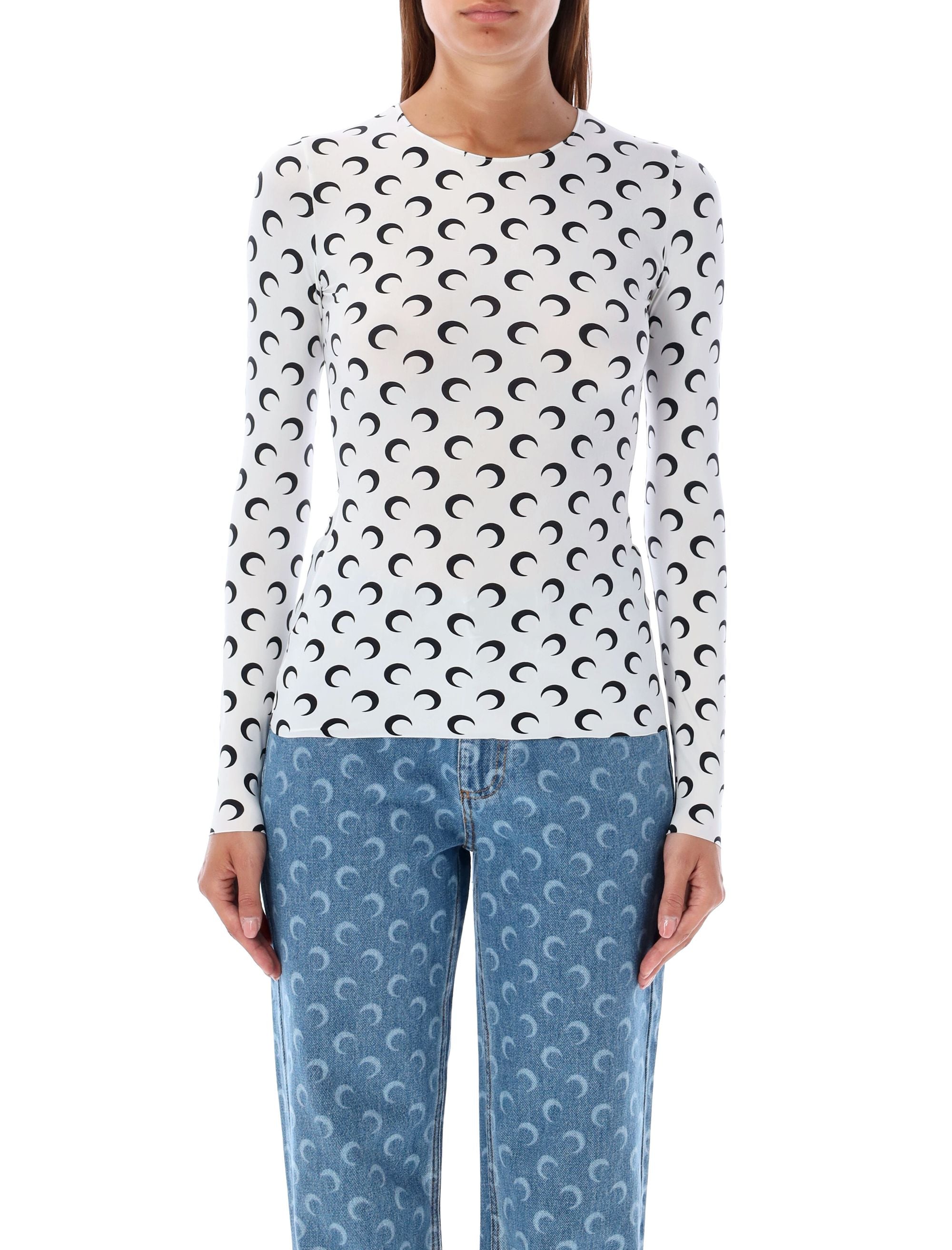 MARINE SERRE Moon Printed Long Sleeve Top - Size S
