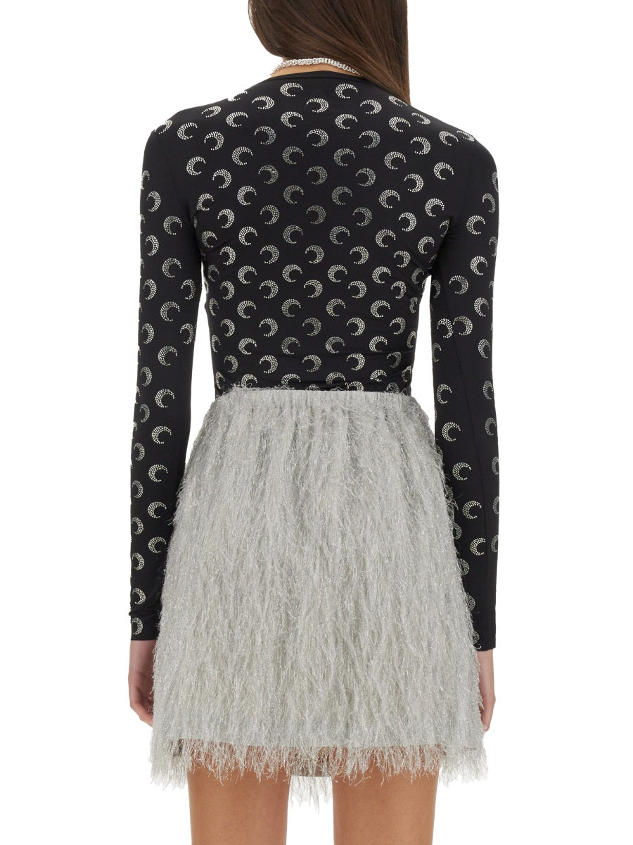 MARINE SERRE Crescent Moon Strass Crewneck Top