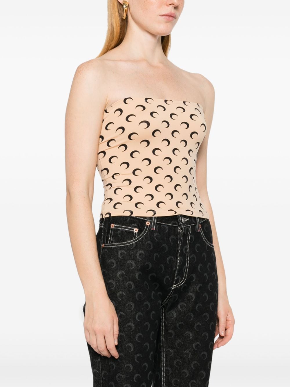 MARINE SERRE Sleeveless Tube Top With Moon Print