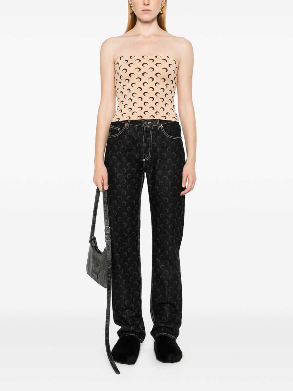 MARINE SERRE Sleeveless Tube Top With Moon Print