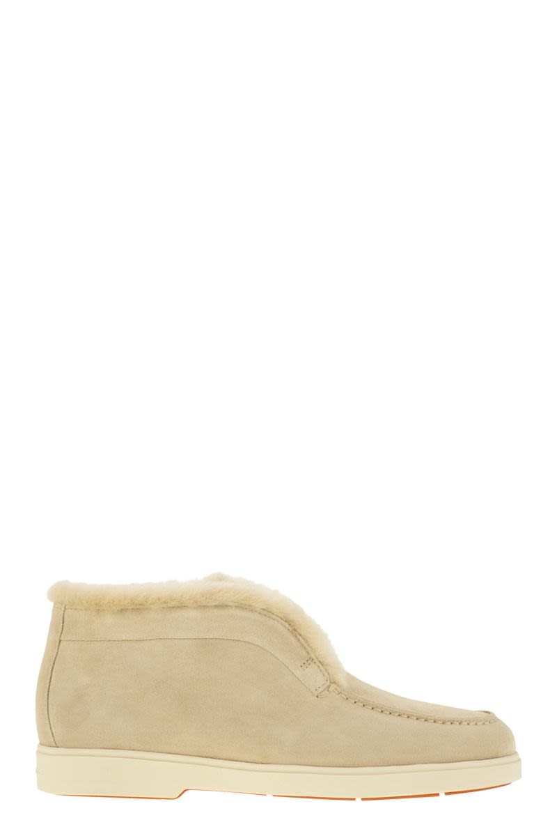 SANTONI Luxurious Suede and Fur Women's Desert Boot