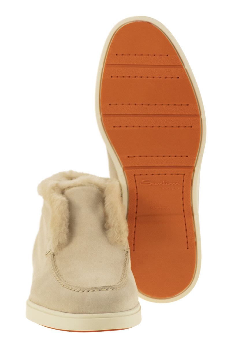 SANTONI Luxurious Suede and Fur Women's Desert Boot