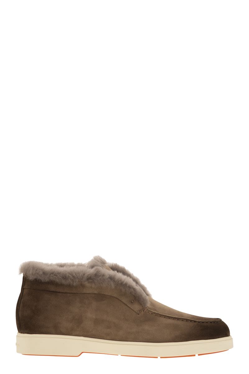 SANTONI Luxury Suede and Fur Desert Boot for Women