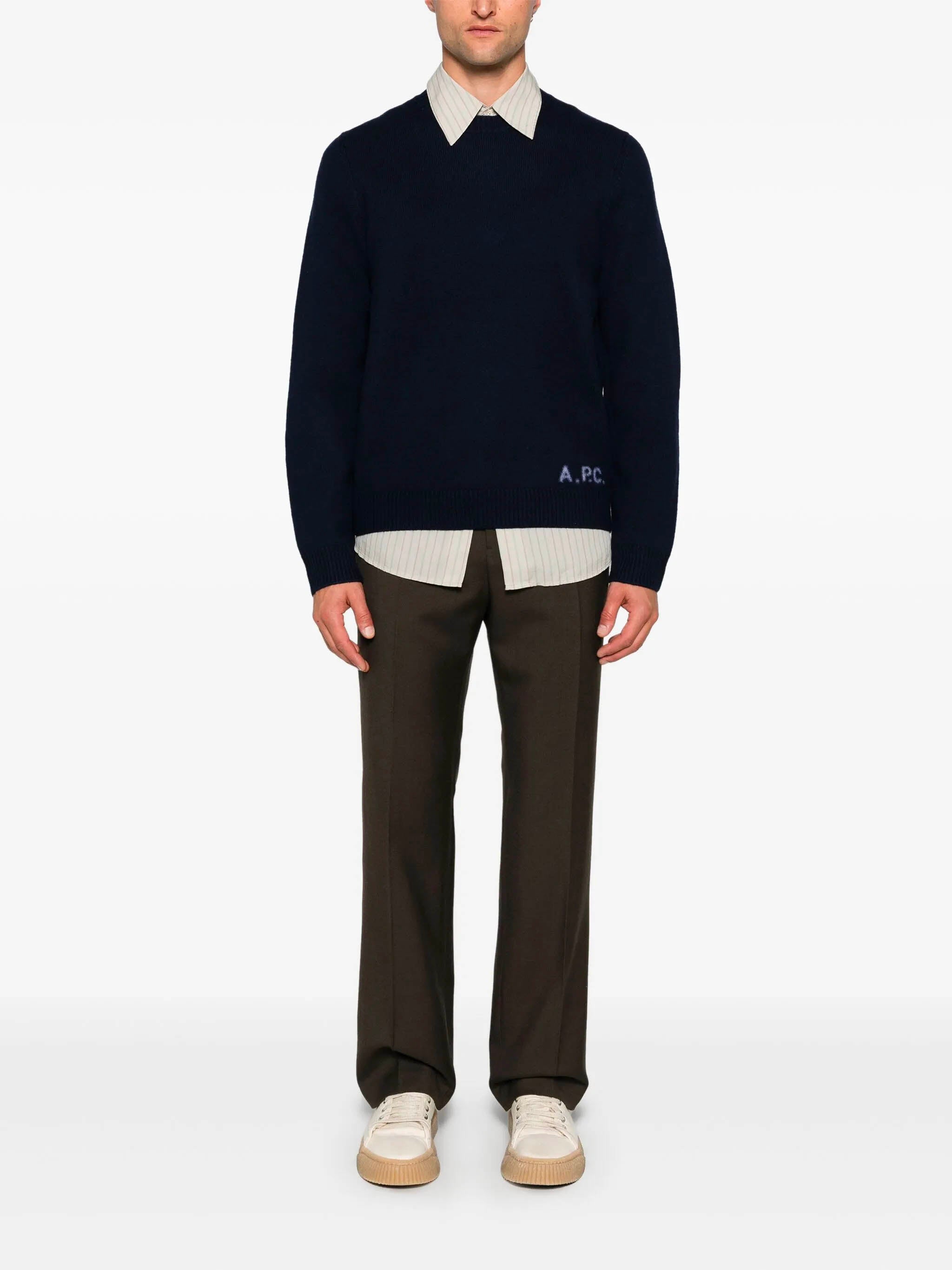 A.P.C. Men's Crewneck Jumper with Logo - Size M
