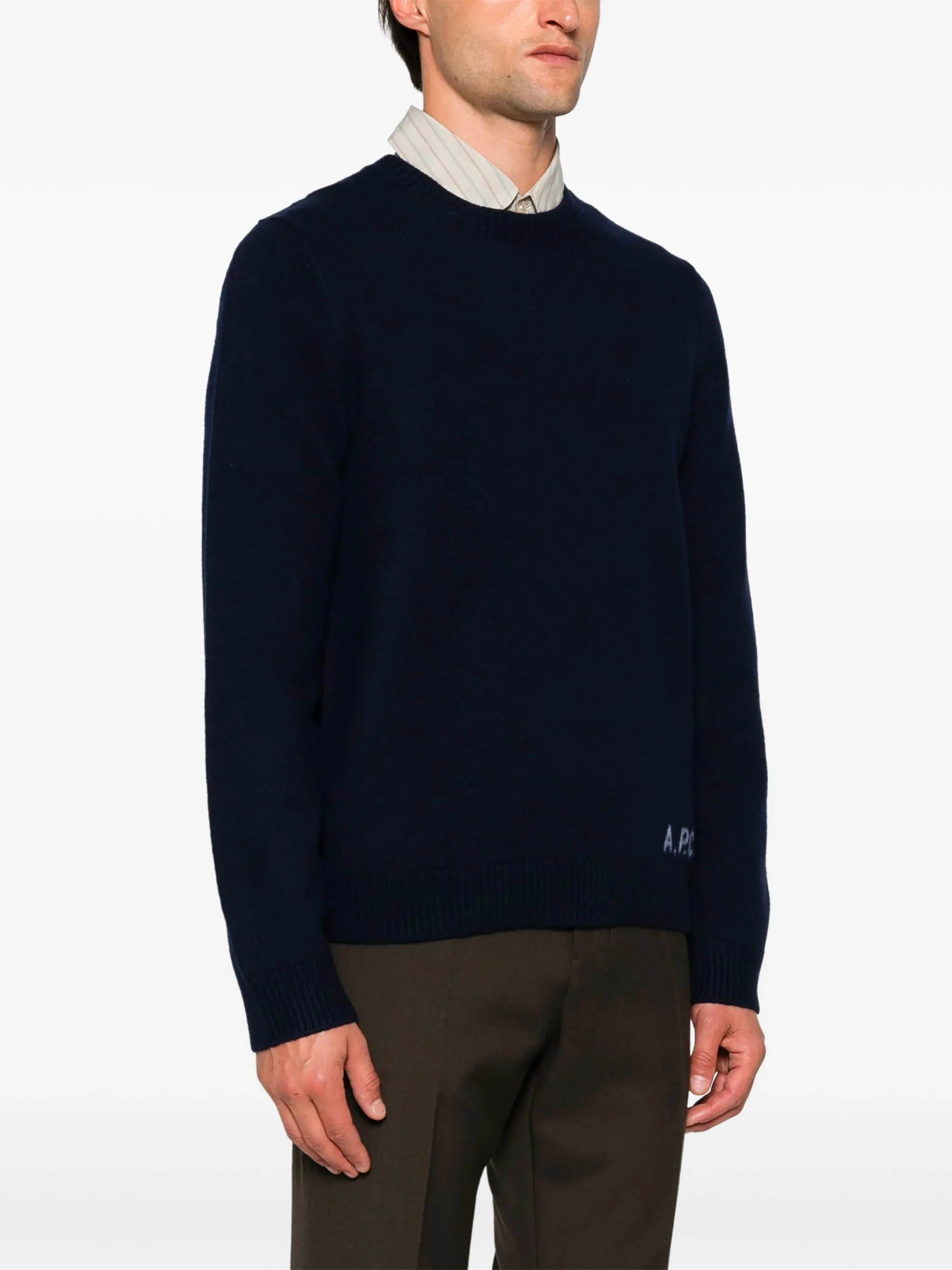 A.P.C. Men's Crewneck Jumper with Logo - Size M