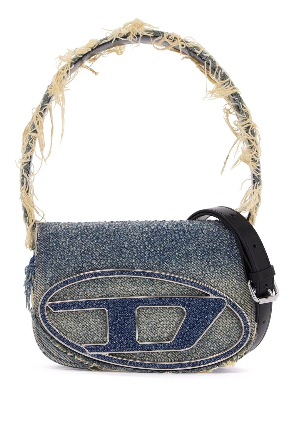 DIESEL Embellished Denim 1DR Shoulder Handbag