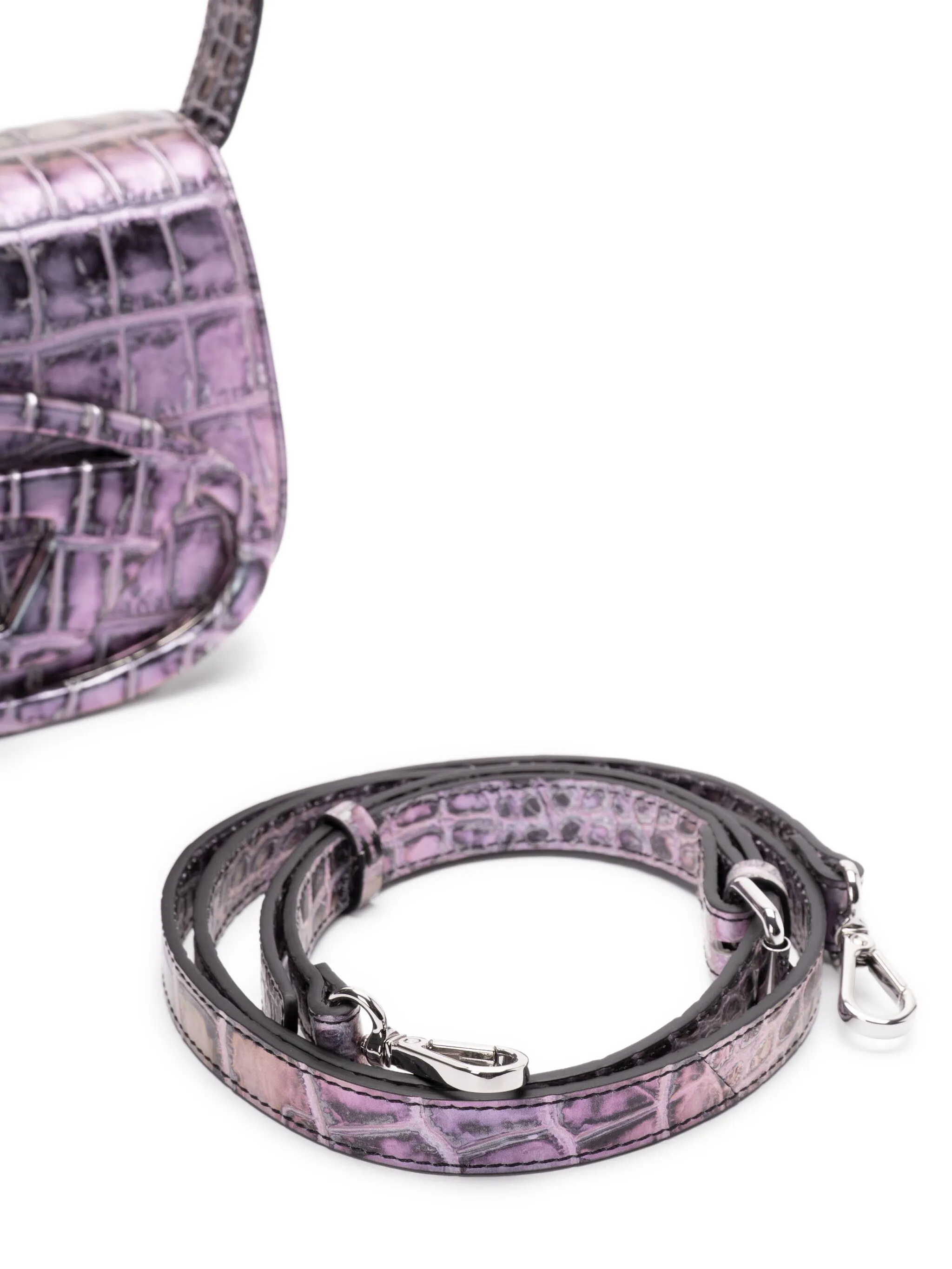 DIESEL Mini Croco-Effect Iridescent Handbag with Adjustable Strap