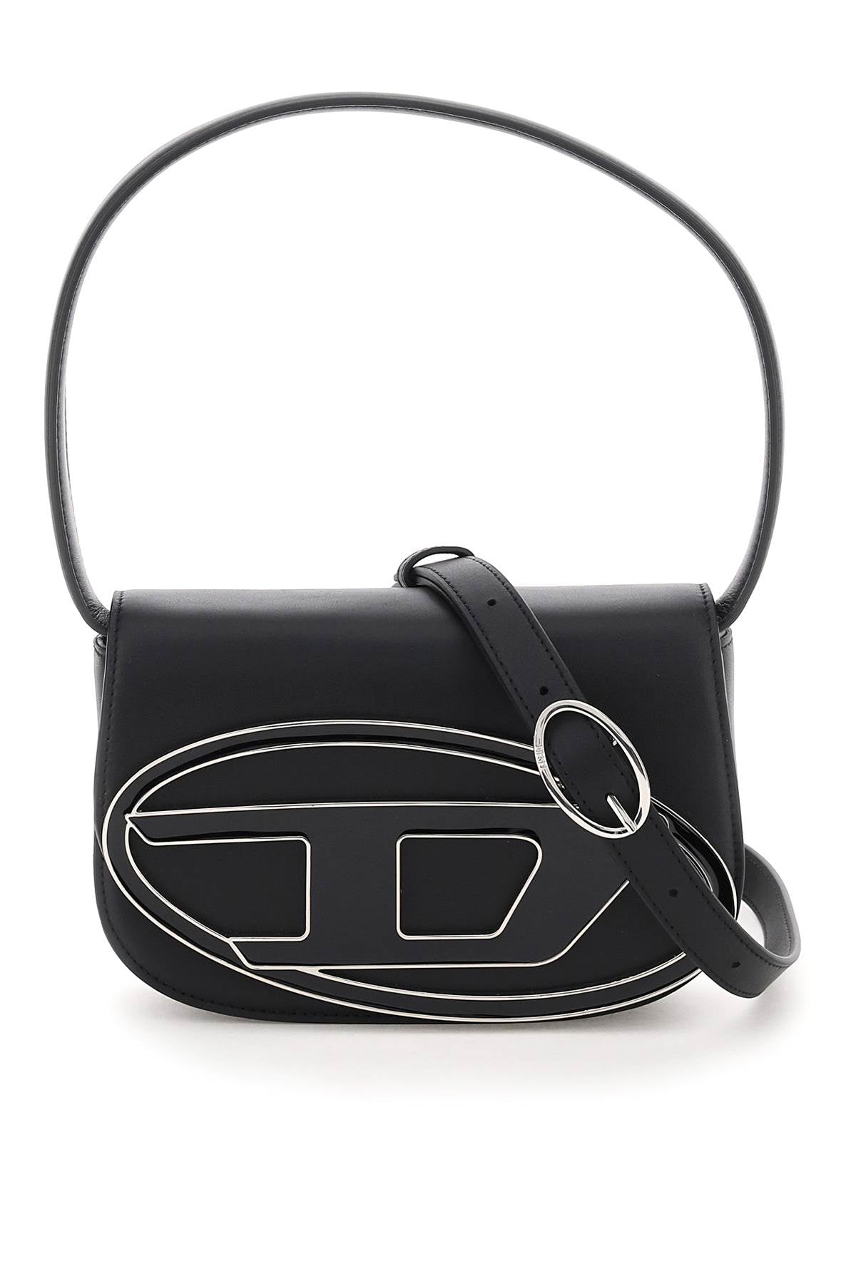DIESEL Leather Shoulder Handbag with Foldover Top