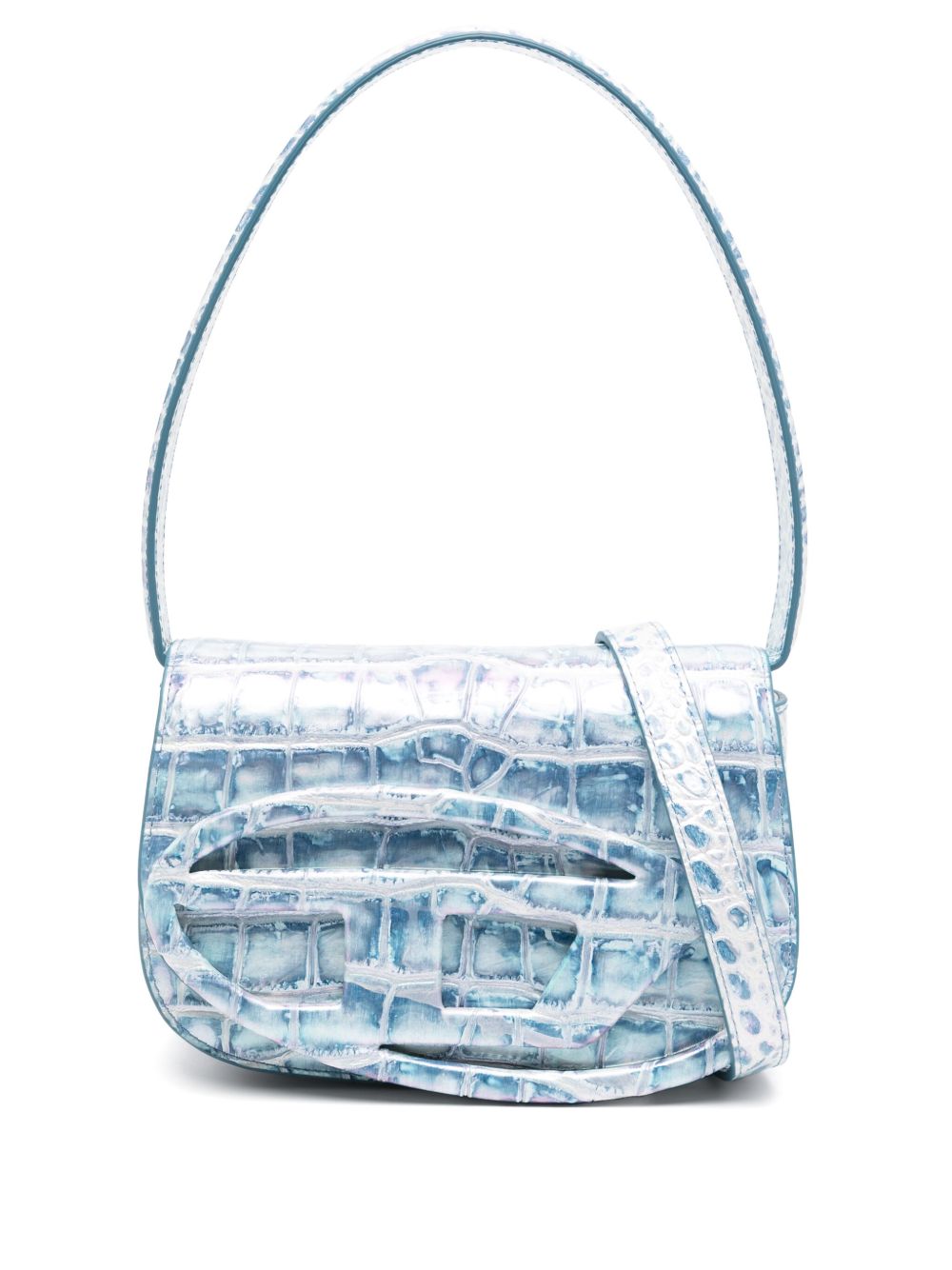 DIESEL Leather Shoulder Handbag with Foldover Top