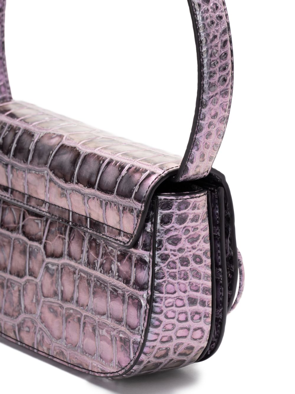 DIESEL Leather Shoulder Handbag with Foldover Top and Detachable Strap