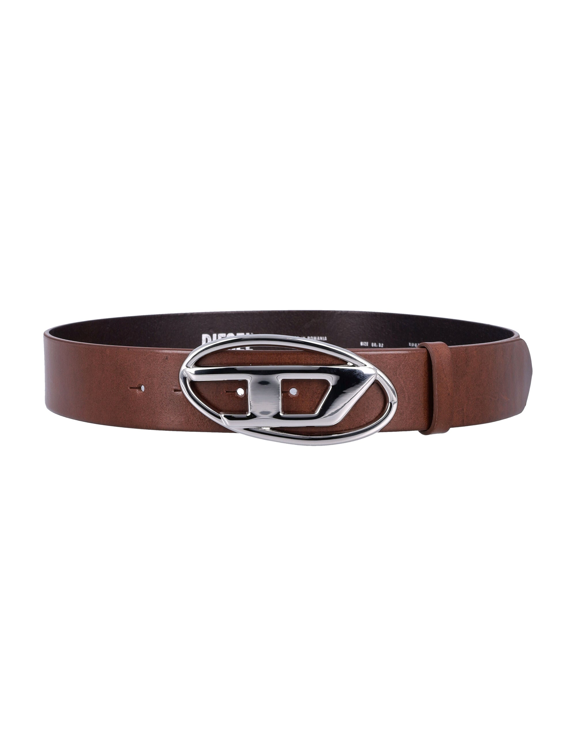 DIESEL B-1DR Women's Belt with Shiny Metal Logo Buckle