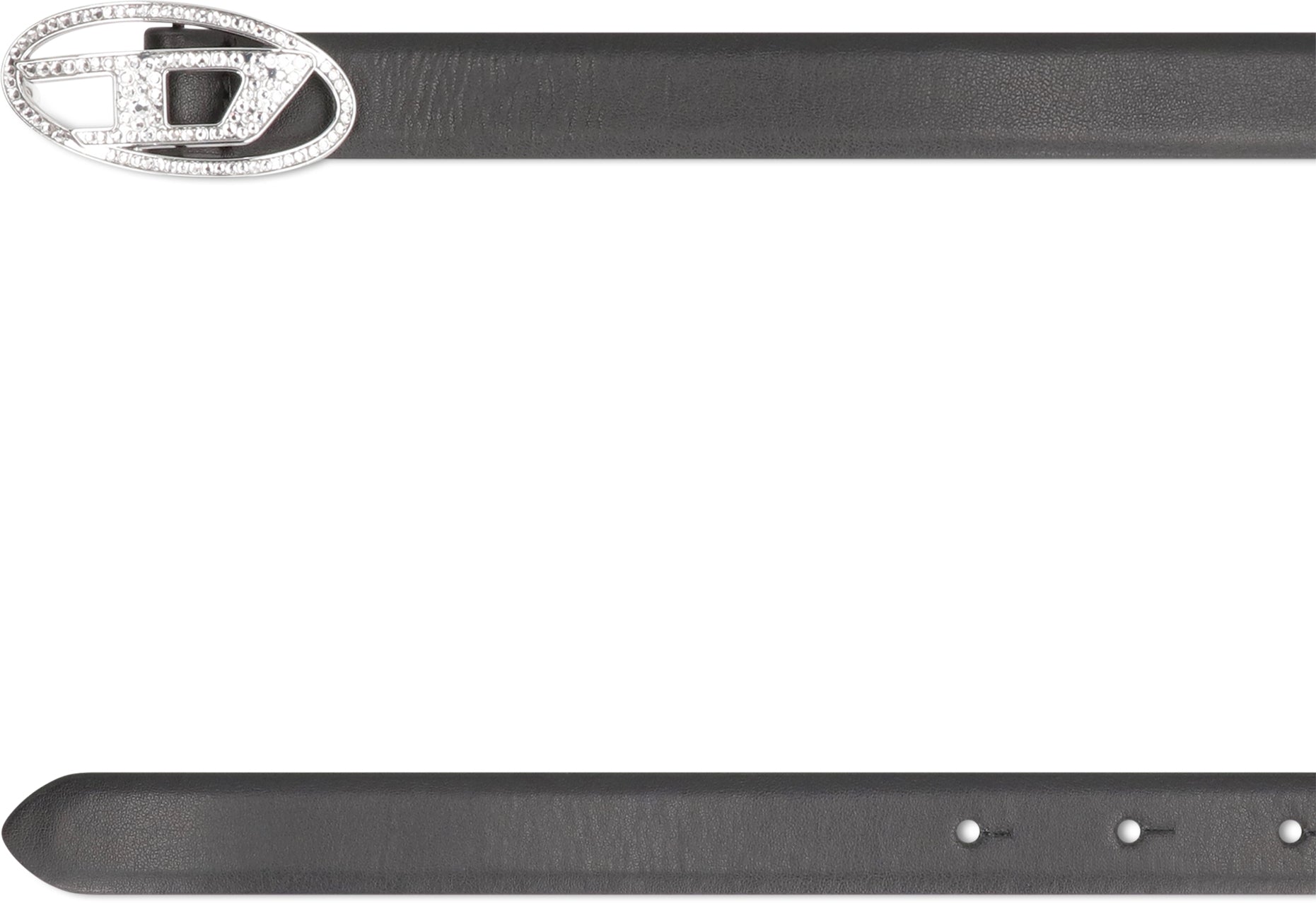 DIESEL B-1DR Leather Belt with Strass Buckle - 2 cm Width