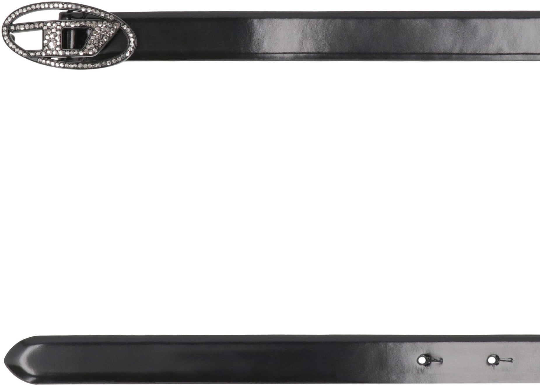 DIESEL Leather Belt with Strass Buckle - 2 cm Height