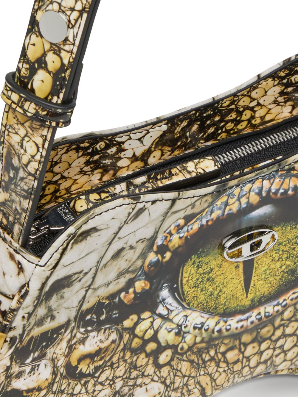 DIESEL Printed Shoulder Handbag with Oval Logo Plaque