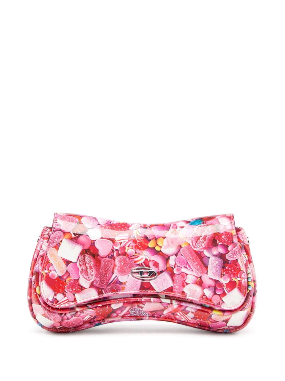 DIESEL Graphic Print Clutch with Foldover Top and Magnetic Fastening