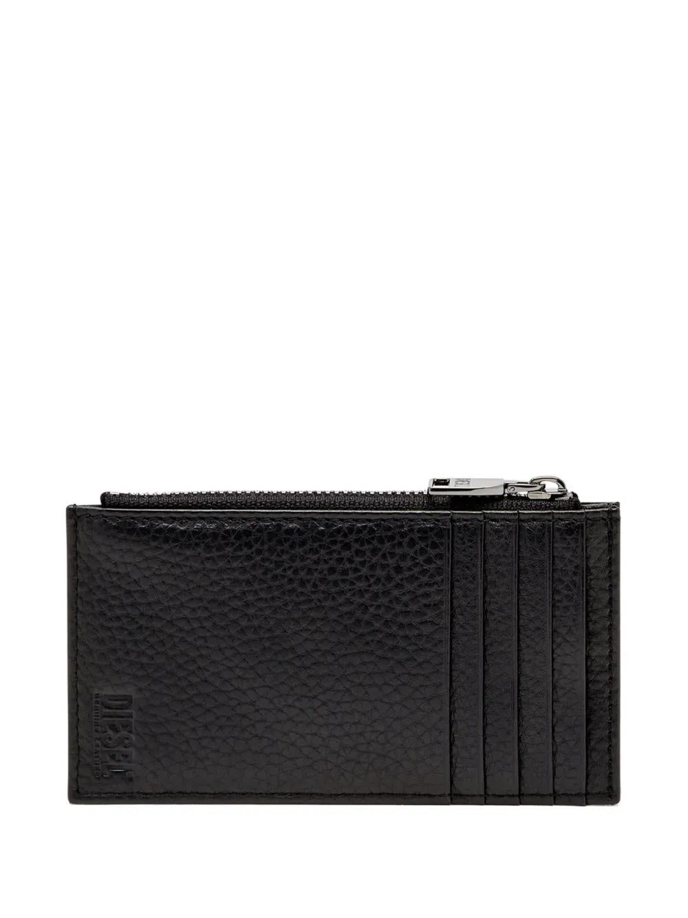 DIESEL Mini Grained Leather Wallet with Logo Plaque