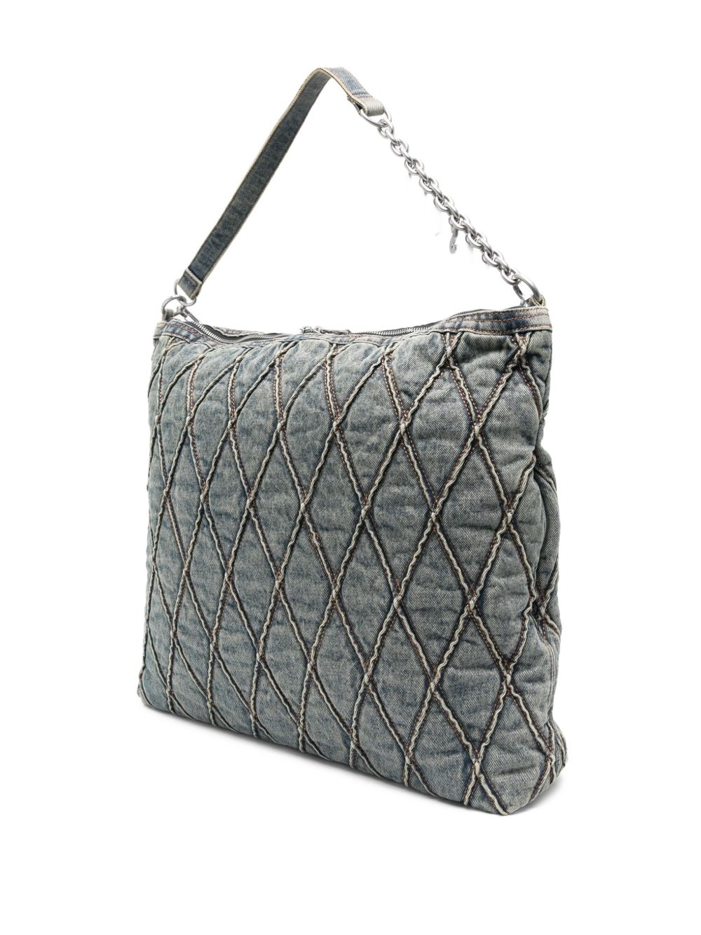 DIESEL Charm Denim Shoulder Handbag with Chain Strap