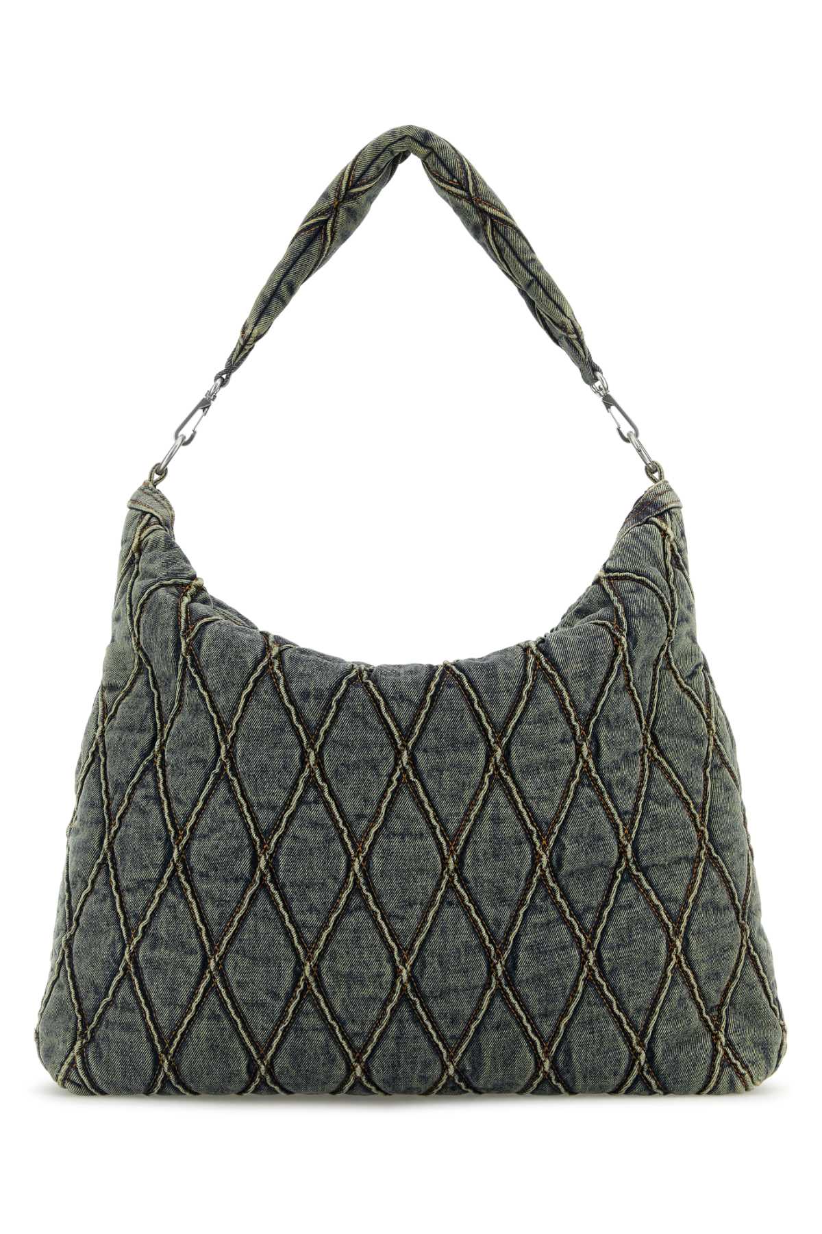 DIESEL Charm Denim Shoulder Handbag with Chain Strap