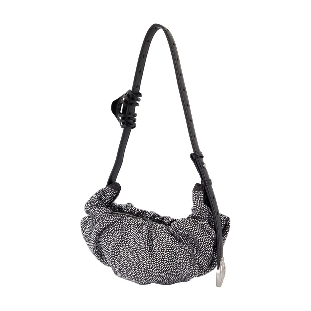 DIESEL Mini Ruched Hobo Handbag with Rhinestones