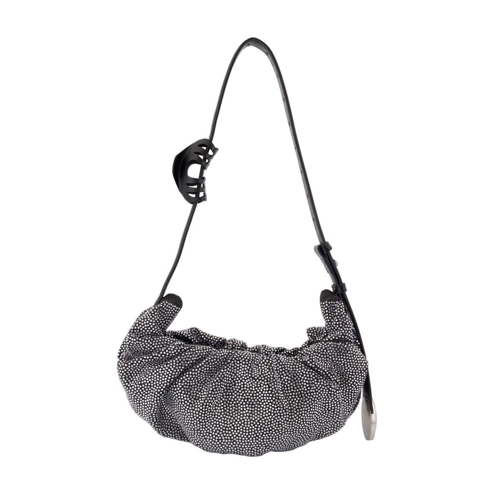 DIESEL Mini Ruched Hobo Handbag with Rhinestones