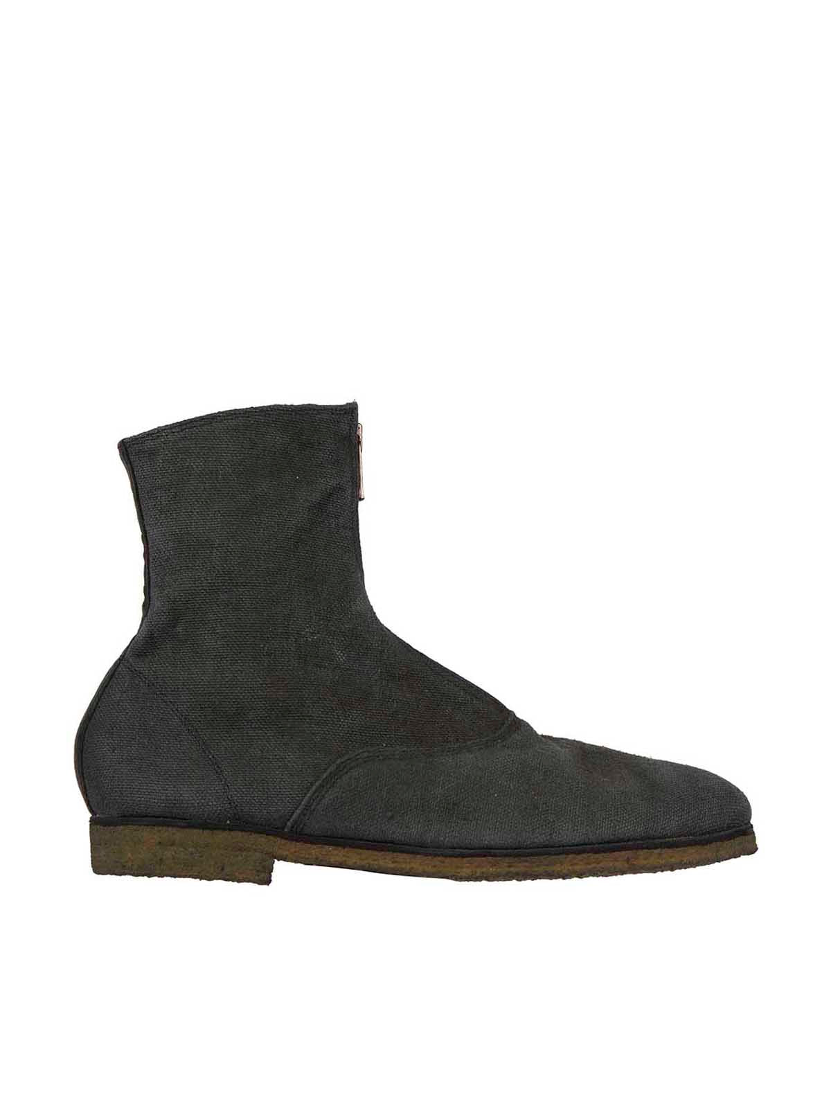 GUIDI Stylish Linen Boots with Front Zip for Men