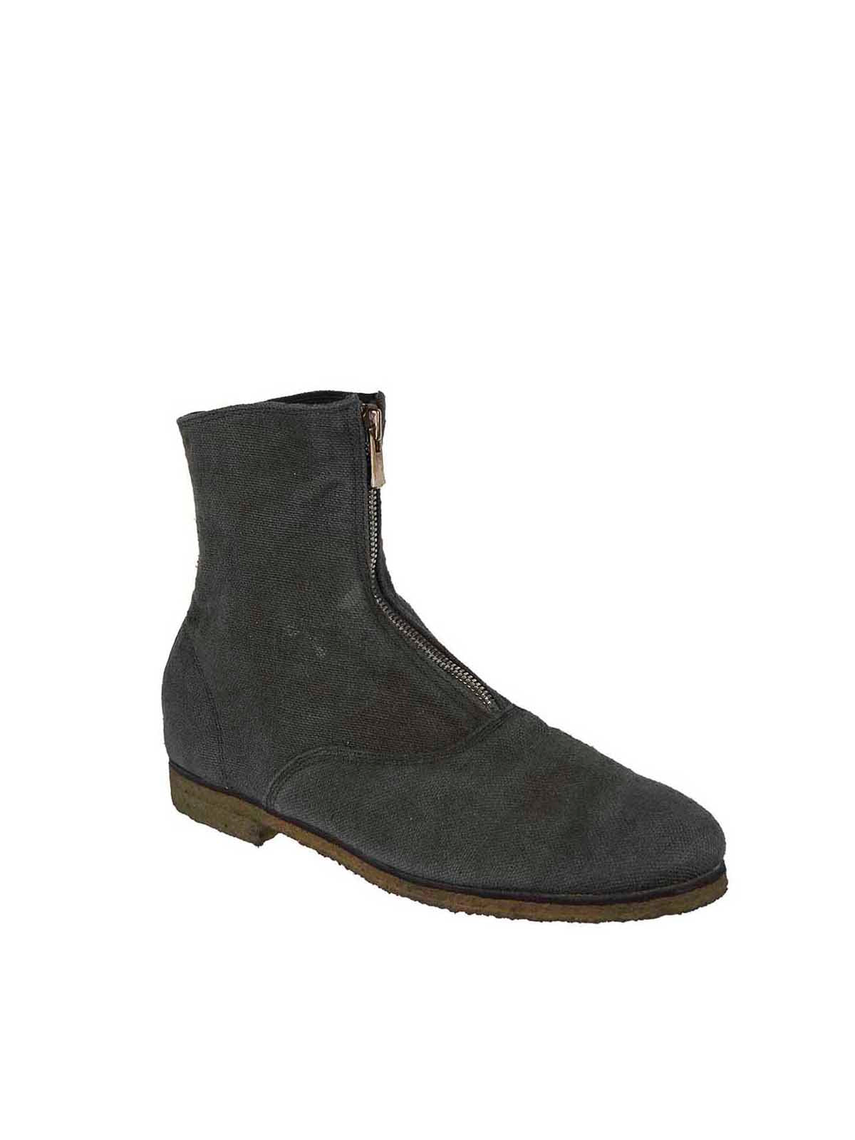 GUIDI Stylish Linen Boots with Front Zip for Men