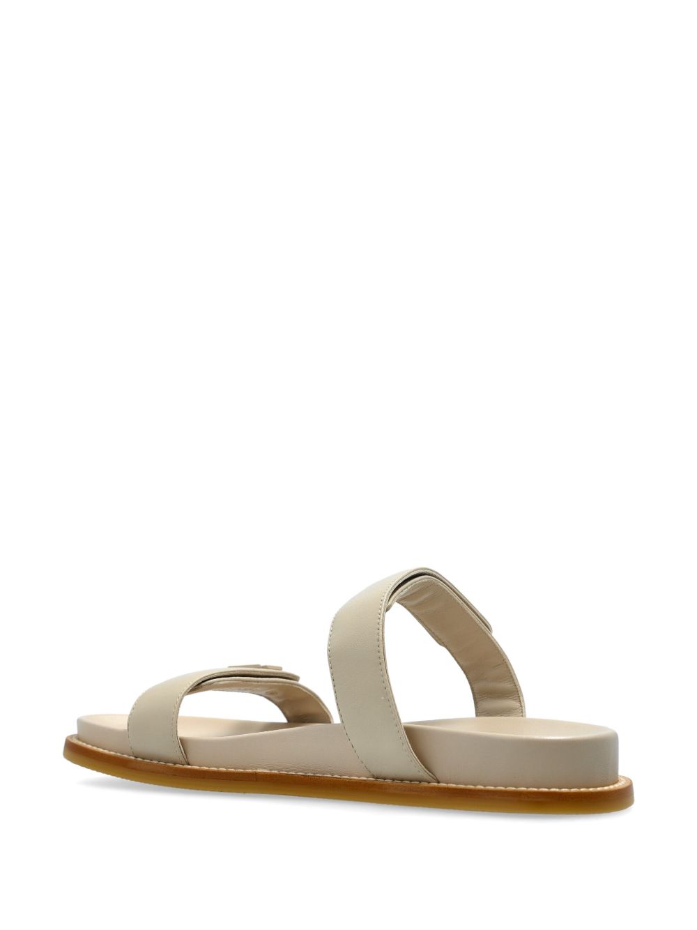 E'CLAT Leather Flat Sandals with Touch-Strap Fastening