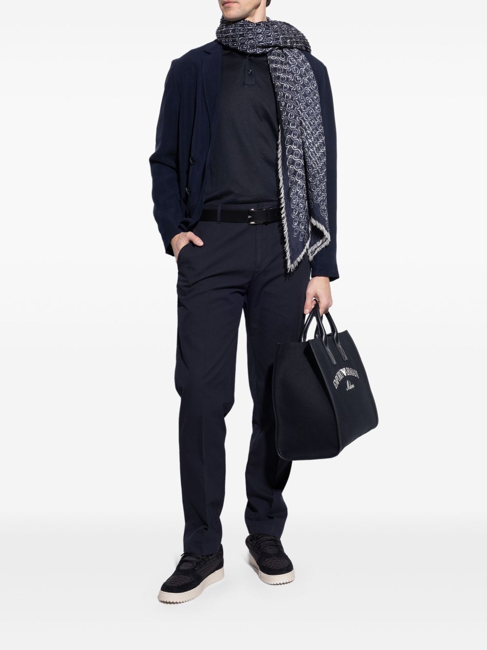 EMPORIO ARMANI Sleek Suede Leather Lace-Up Sneakers for Men