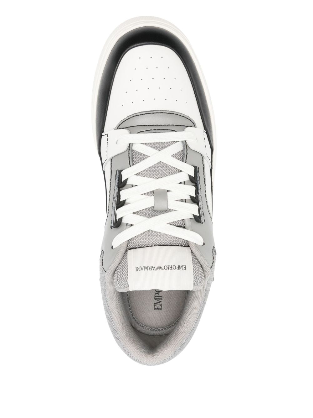 EMPORIO ARMANI Men's Leather Sneakers with Front Lace-Up Fastening