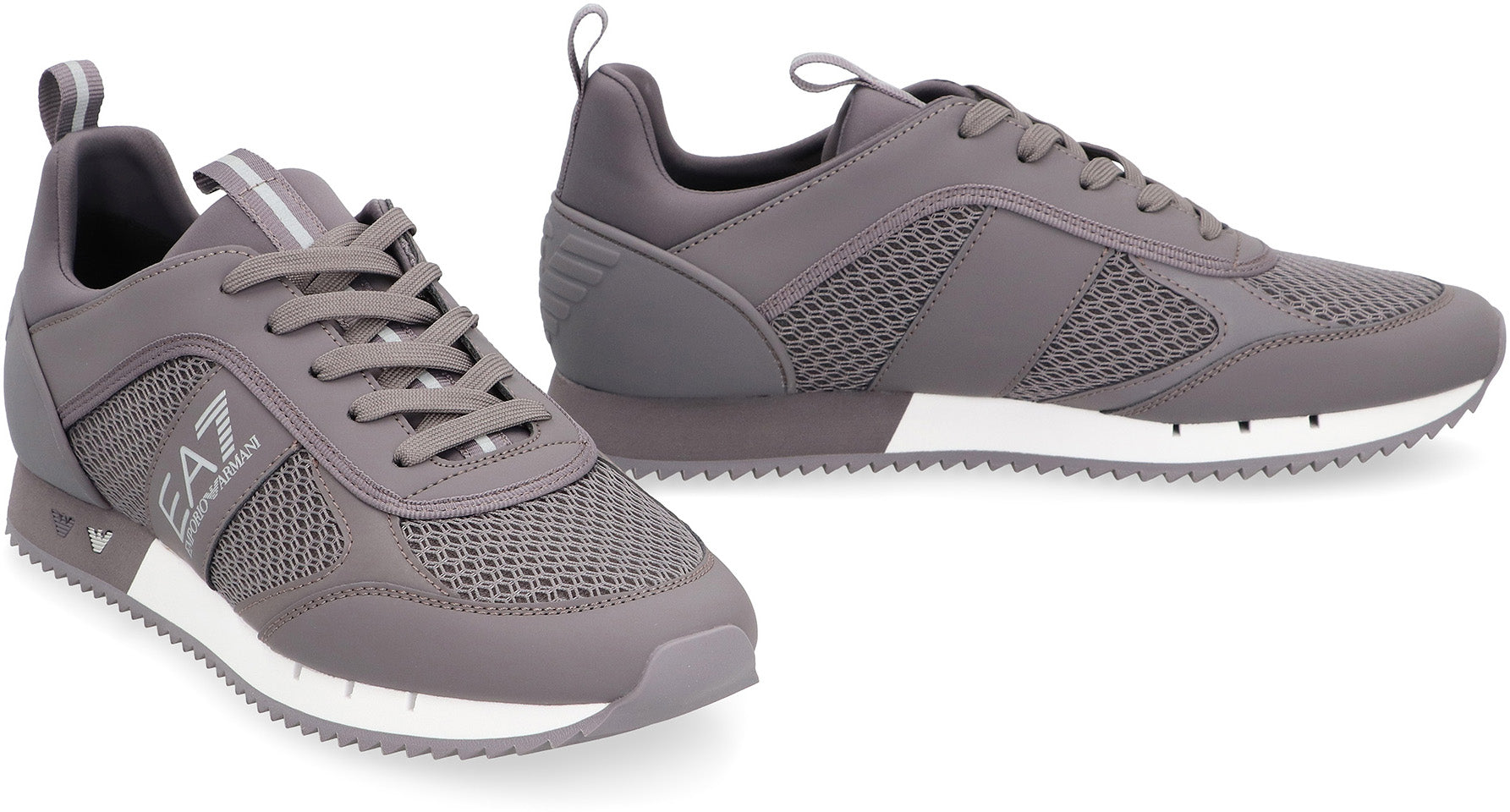 EA7 Low-Top Vegan Leather Sneaker with Mesh Inserts