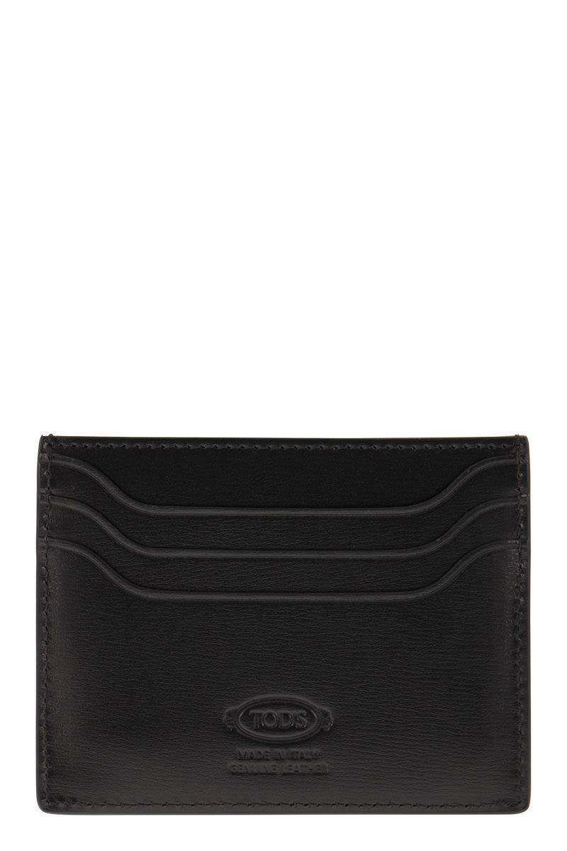 TOD'S Leather Card Holder with Timeless Logo - Mini Size