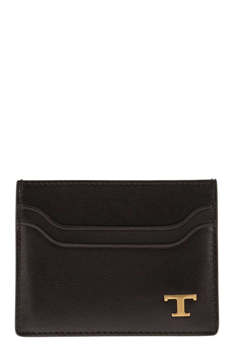 TOD'S Mini Leather Card Holder with Timeless Logo