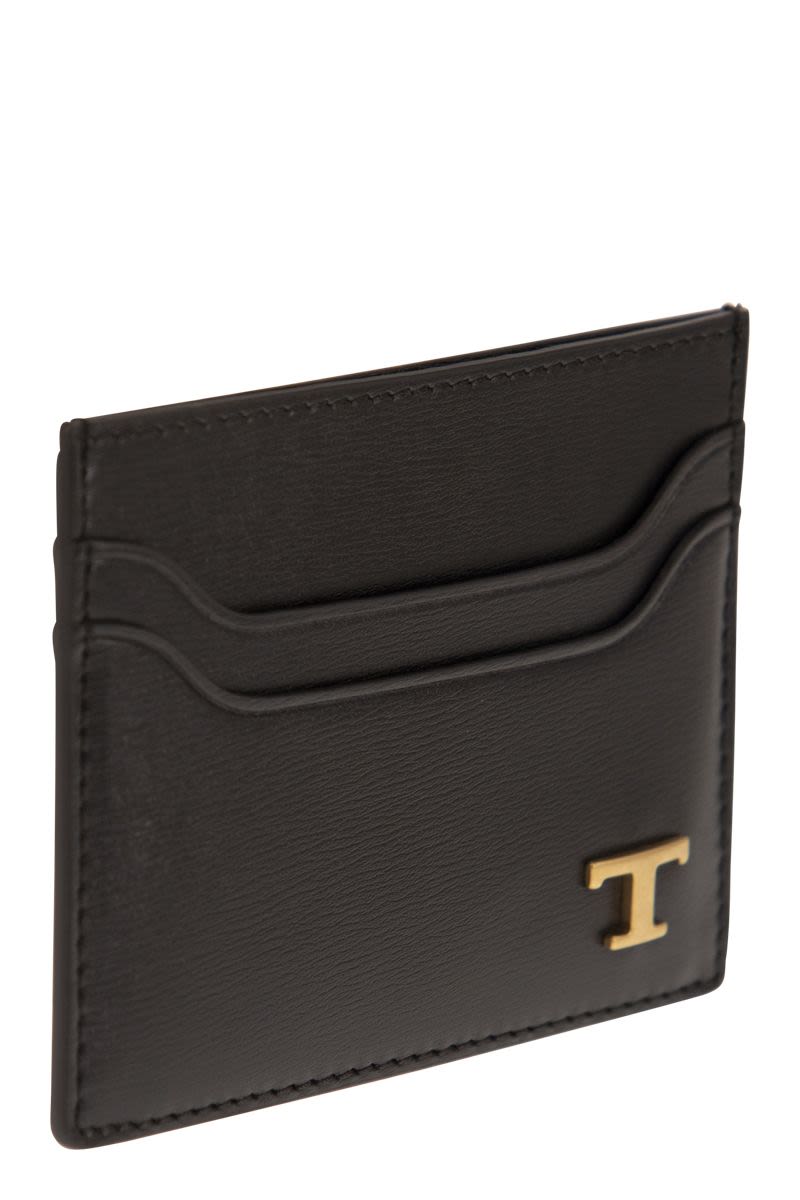TOD'S Mini Leather Card Holder with Timeless Logo