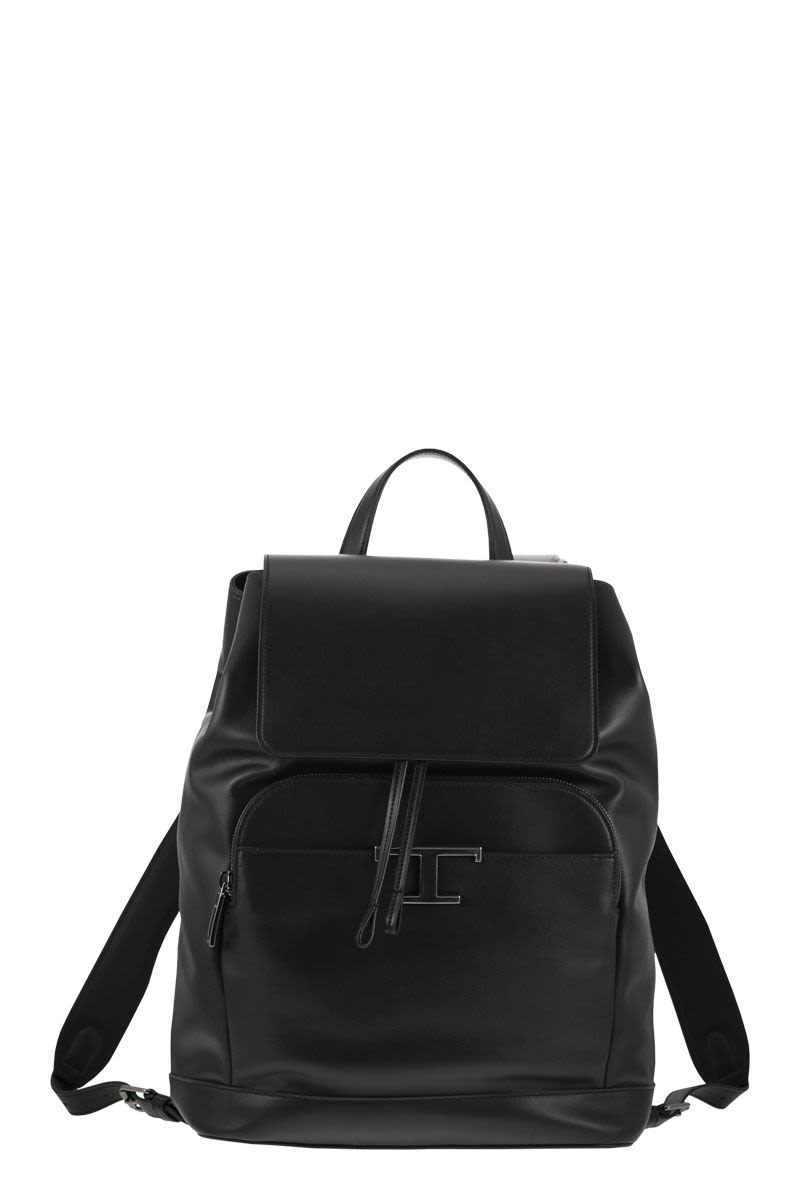 TOD'S Timeless Mini Calfskin Leather Backpack with Double Pocket
