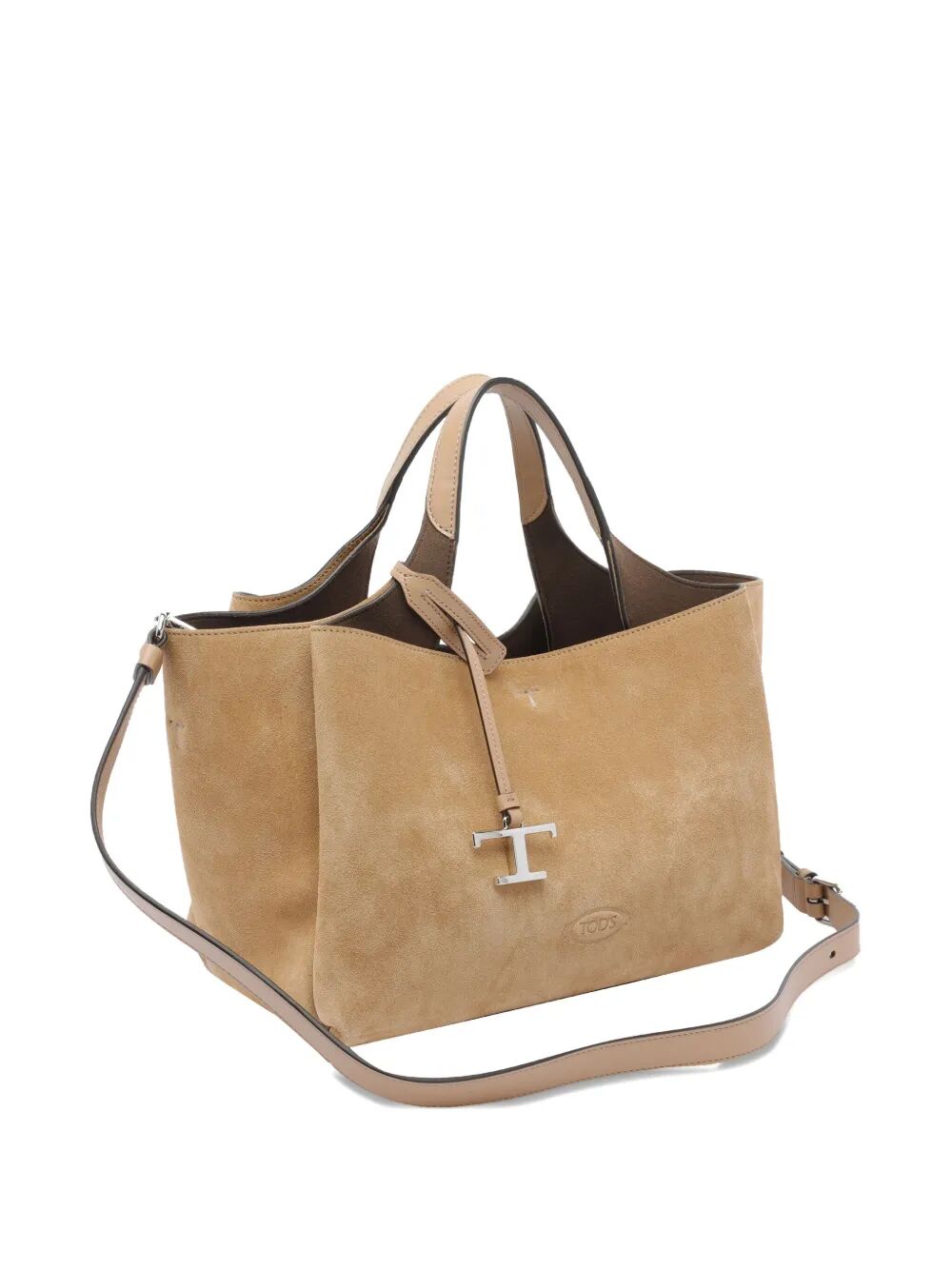 TOD'S Suede Tote Handbag with Logo Charm for Women