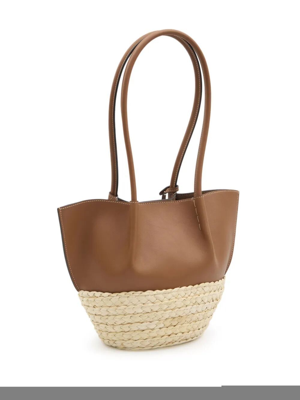 TOD'S Mini Timeless Charm Raffia and Leather Small Tote Handbag