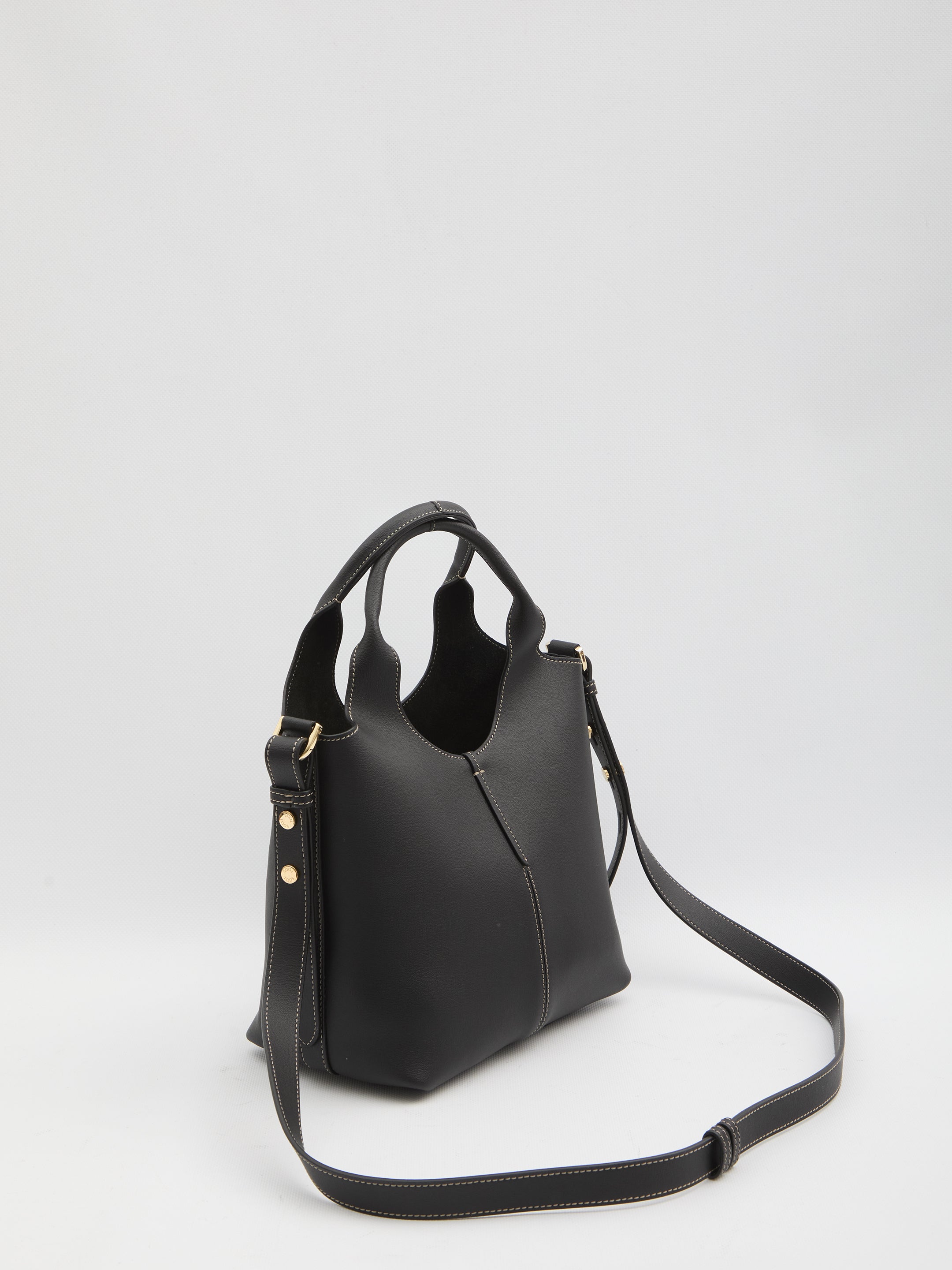 TOD'S Stylish Mini Shopping Tote Handbag with Branded Metal Bar Accessory