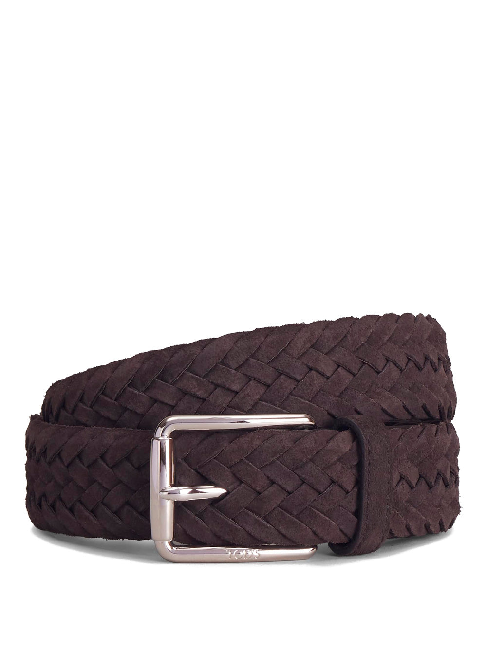 TOD'S Woven Suede Belt with Branded Metal Buckle
