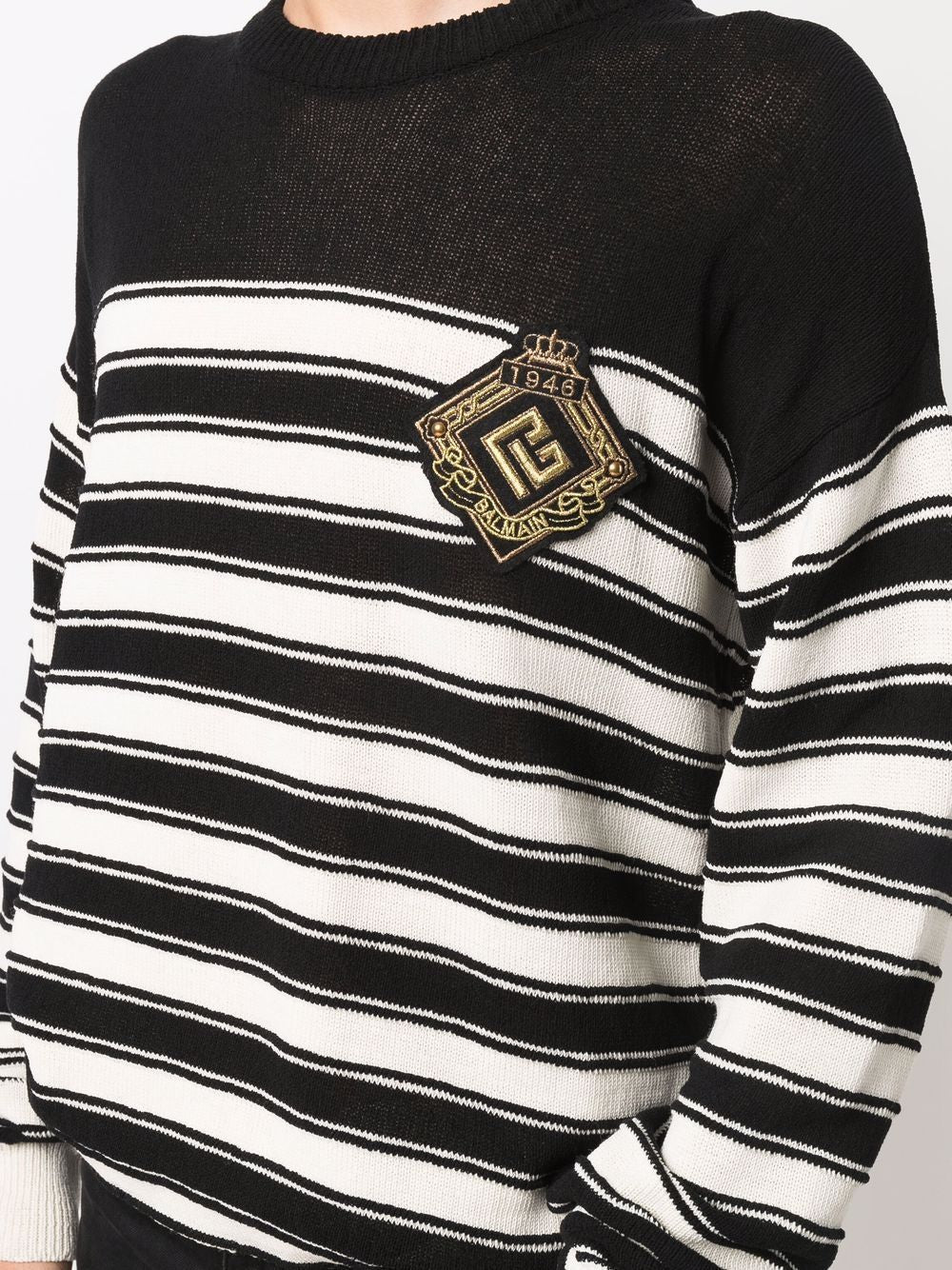 BALMAIN Knit Sailor Pullover with Badge