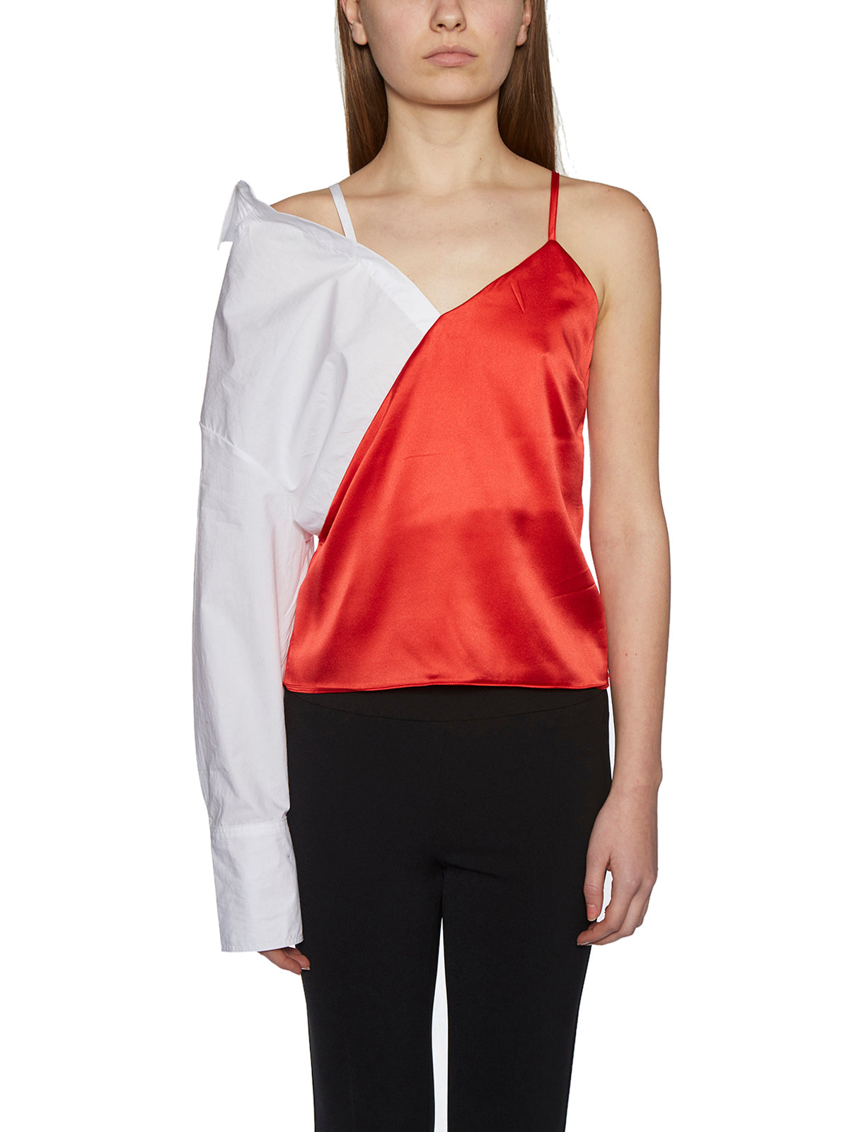 ANDREA YA'AQOV Monosleeve Silk and Cotton Mini Shirt - Size S