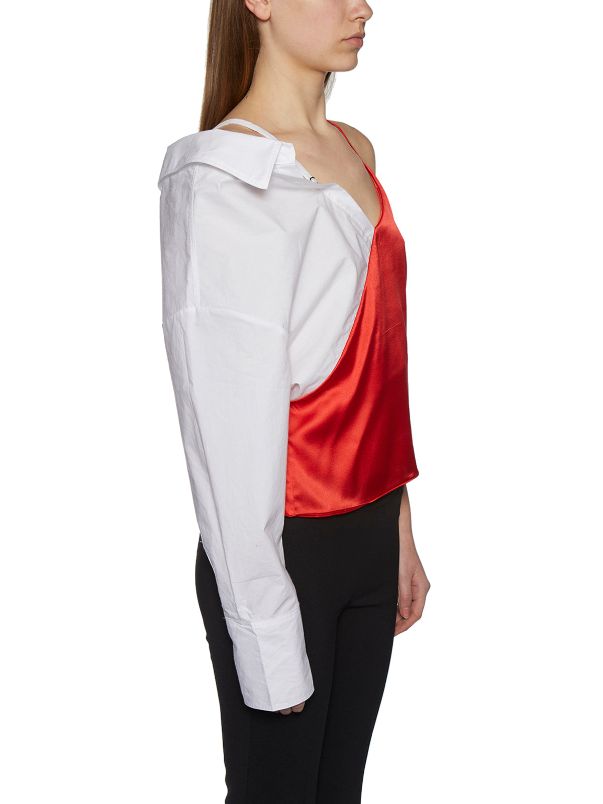 ANDREA YA'AQOV Monosleeve Silk and Cotton Mini Shirt - Size S