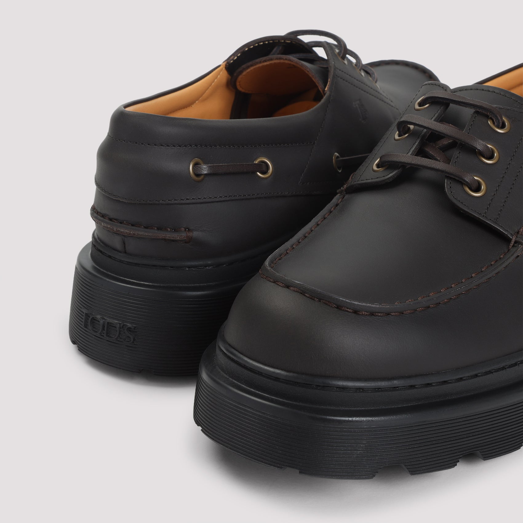 TOD'S Leather Lace-Up Sneakers with 3.5cm Heel Height