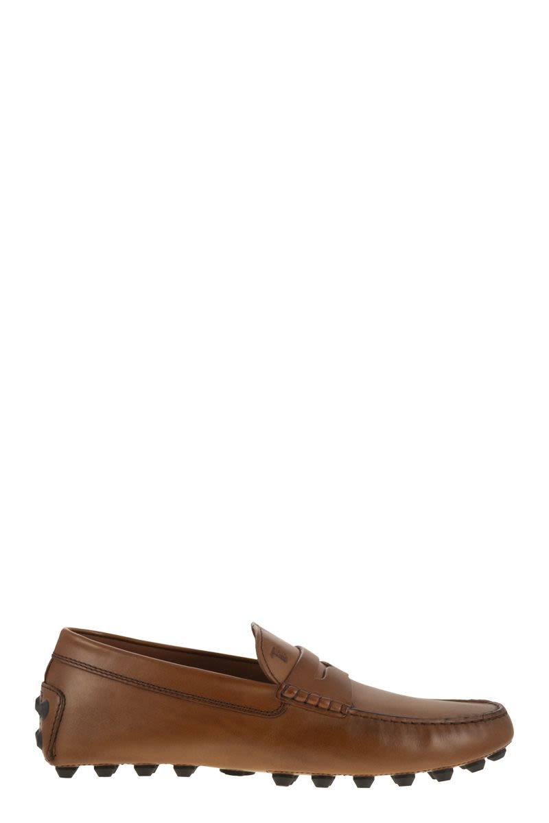 TOD'S Rubber Bubble Leather Moccasins - Men's