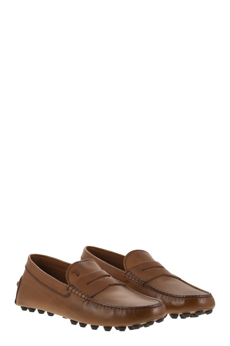 TOD'S Rubber Bubble Leather Moccasins - Men's
