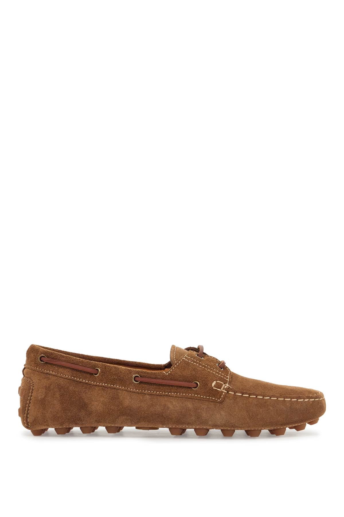 TOD'S Suede Rubber Bubble Lace-Up Boat Loafers for Men