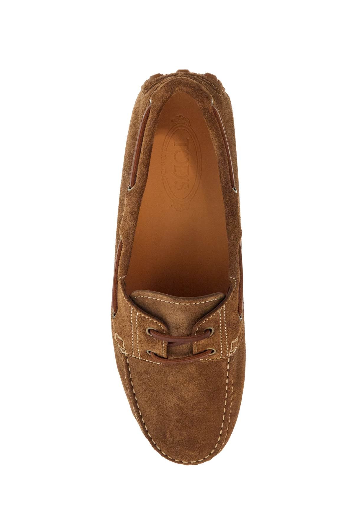 TOD'S Rubber Bubble Suede Boat Shoe - Men's Lace-Up Design