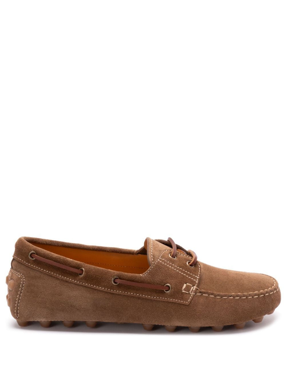 TOD'S Suede Rubber Bubble Lace-Up Boat Loafers for Men